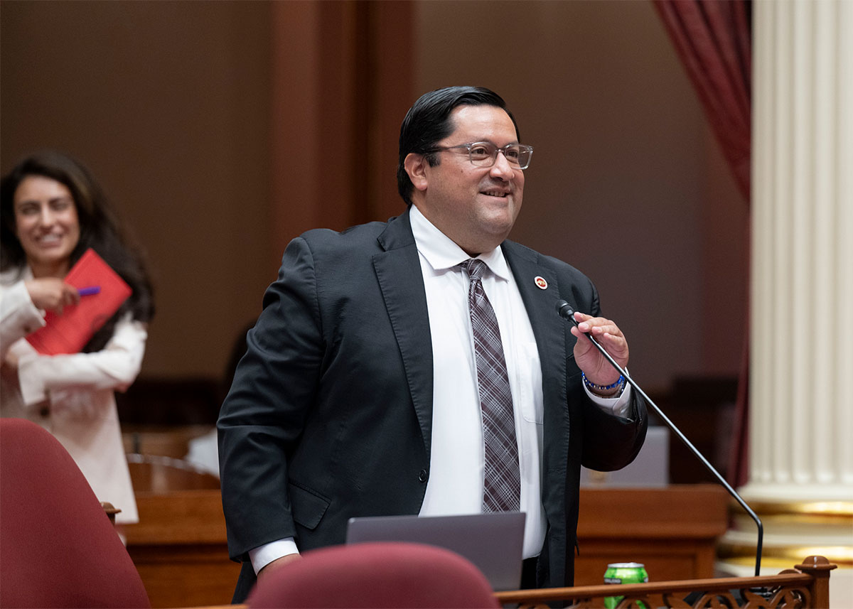 Senator Arreguín debates legislation at the Senate Chambers
