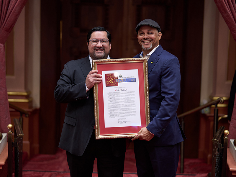 Chris Chatmon and Senator Arreguín