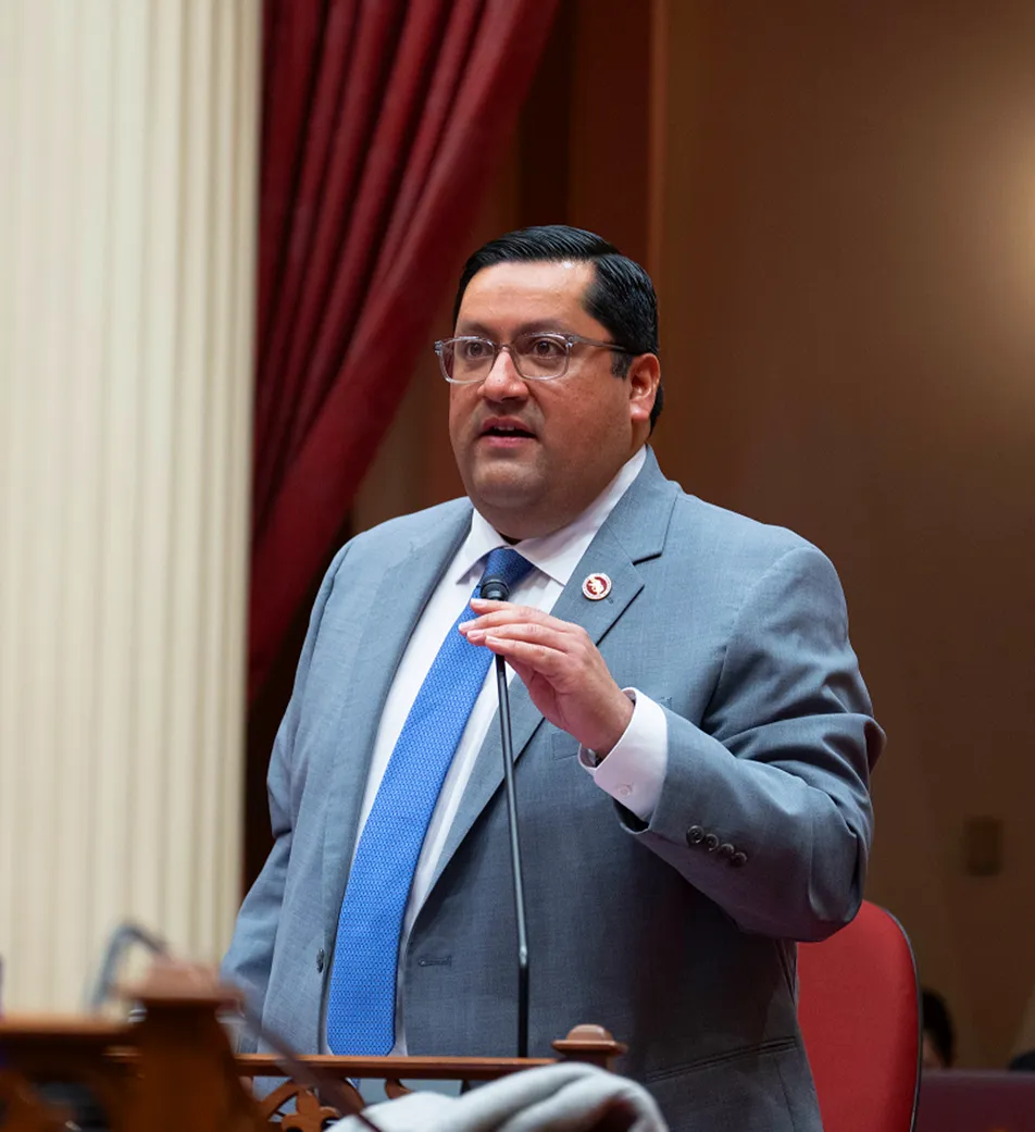 Senator Arreguín speaking in the CA Senate Chambers